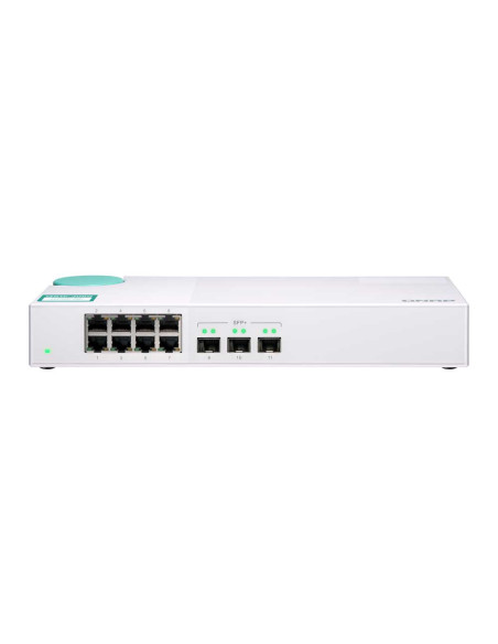 QNAP QSW-308S 3-Port 10G SFP+ and 8-Port Gigabit Unmanaged Switch with U.2 NVMe SSD and 10GbE SFP+ Ports