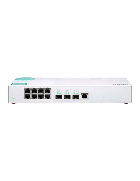 QNAP QSW-308-1C 3-Port 10G SFP+/RJ45 Combo and 8-Port Gigabit Unmanaged Switch with 10GbE SFP+ and 5-Speed 10GBASE-T/NBASE-T