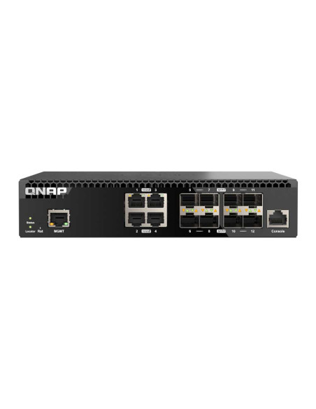 QNAP QSW-M3212R-8S4T Half-Width Rackmount 10GbE Layer 2 Managed Switch with SFP+ and RJ45 Ports