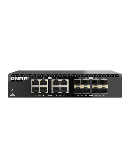 QNAP QSW-M3216R-8S8T Half-Width Rackmount 10GbE Layer 2 Managed Switch with SFP+ and RJ45 Ports